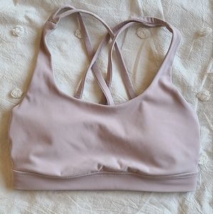 Lululemon "energy bra" size 4, muted dusty pink color.
